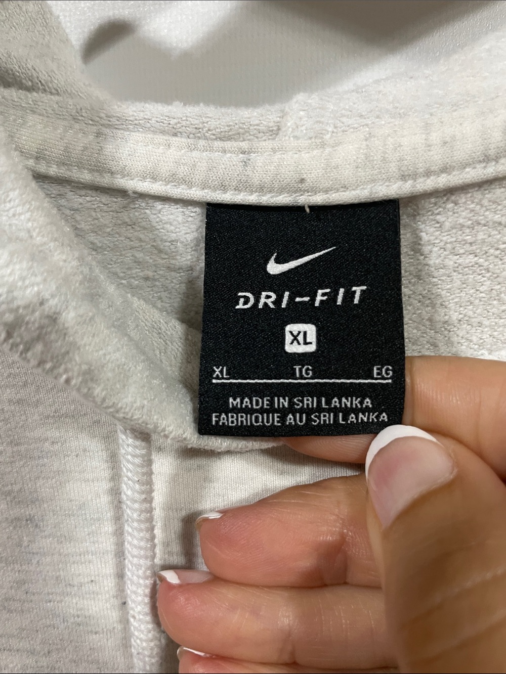 Nike Light Gray Cropped Hoodie with Sheer Sleeve Panels - Picture 2 of 3